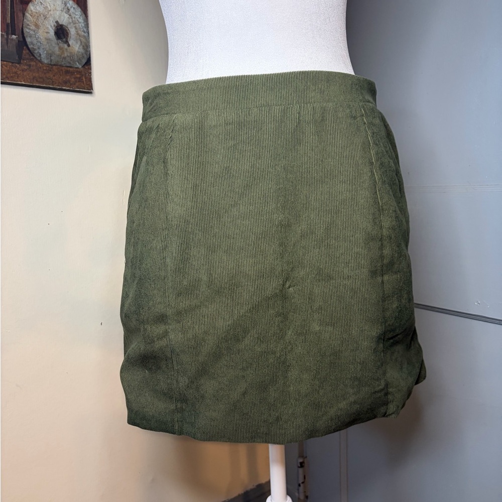 Altar'd State Olive Corduroy Mini Skirt